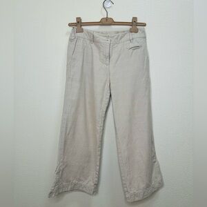 Eileen Fischer Petite 100% Cotton Oatmeal Crop Wide Leg Trousers Culottes Lagen